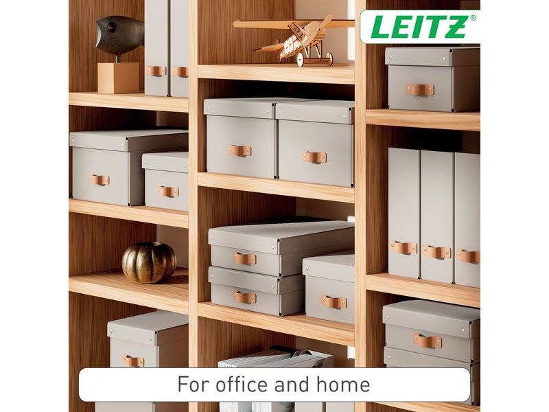 Leitz  Puro Aufbewahrungsbox mit Deckel, mittel, 17L, 100% recycelter Karton, 2er-Pack, Beige