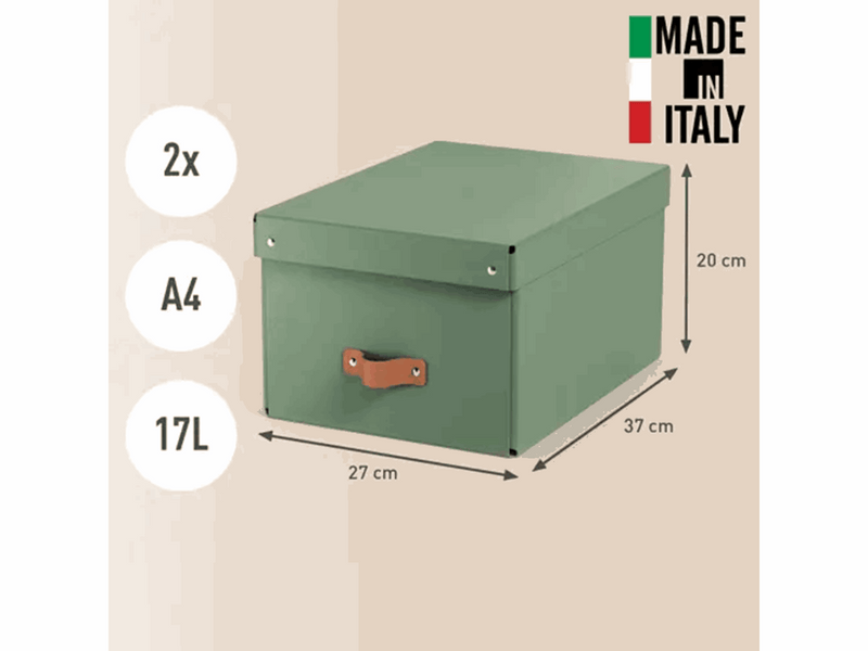 Leitz  Puro Aufbewahrungsbox mit Deckel, mittel, 17L, 100% recycelter Karton, 2er-Pack, Grün