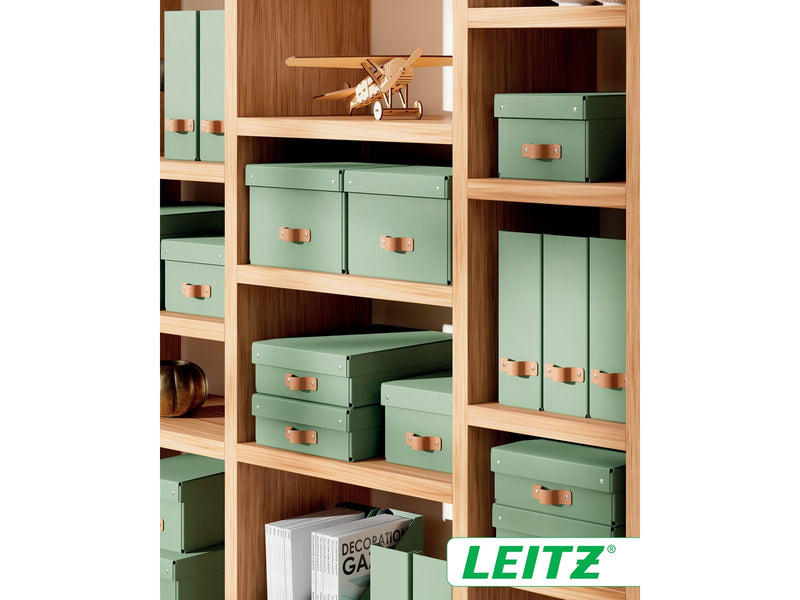 Leitz  Puro Aufbewahrungsbox mit Deckel, mittel, 17L, 100% recycelter Karton, 2er-Pack, Grün