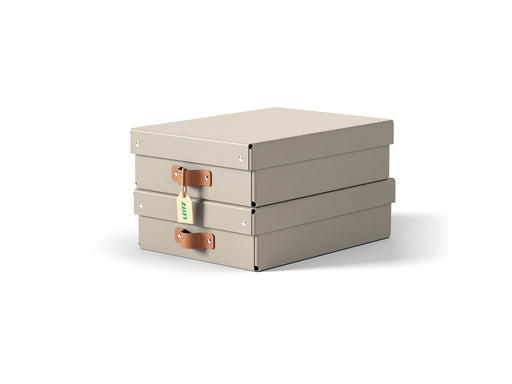 Leitz  Puro Aufbewahrungsbox mit Deckel, mittelgroß & flach, 8L, 100% recycelter Karton, 2er-Pack, Beige