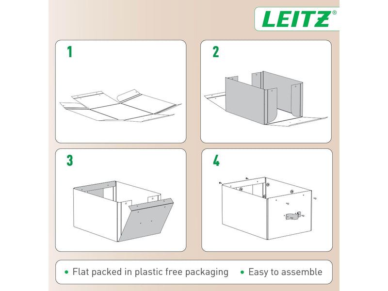 Leitz  Puro Aufbewahrungsbox mit Deckel, mittelgroß & flach, 8L, 100% recycelter Karton, 2er-Pack, Dunkelblau