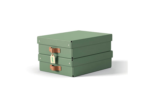 Leitz  Puro Aufbewahrungsbox mit Deckel, mittelgroß & flach, 8L, 100% recycelter Karton, 2er-Pack, Grün
