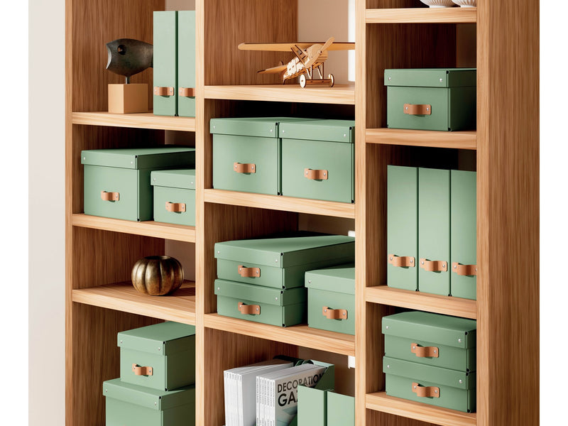 Leitz  Puro Aufbewahrungsbox mit Deckel, mittelgroß & flach, 8L, 100% recycelter Karton, 2er-Pack, Grün