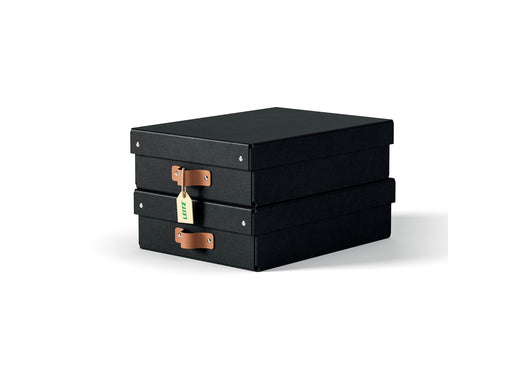 Leitz  Puro Aufbewahrungsbox mit Deckel, mittelgroß & flach, 8L, 100% recycelter Karton, 2er-Pack, Schwartz