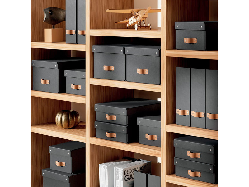 Leitz  Puro Aufbewahrungsbox mit Deckel, mittelgroß & flach, 8L, 100% recycelter Karton, 2er-Pack, Schwartz