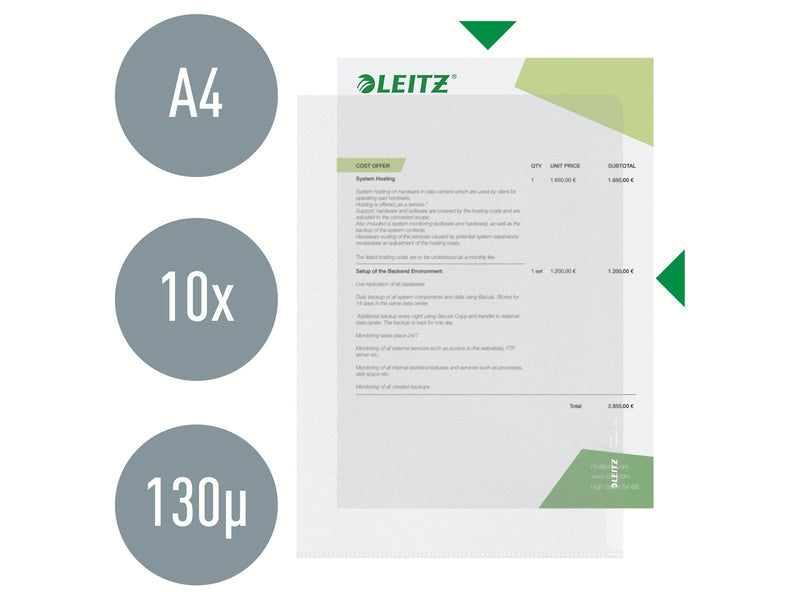 Leitz Qualitäts-Sichthülle A4, 30% Pre-Consumer-Recycling-Kunststoff