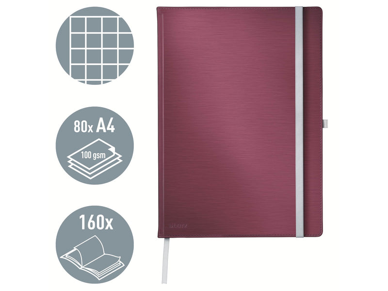 Leitz Style Notizbuch A4 kariert, Hardcover, Rot