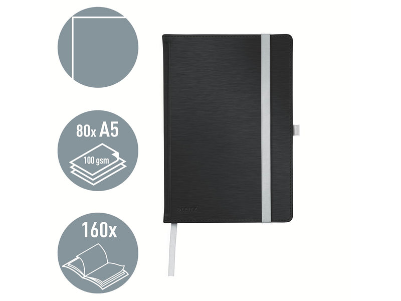 Leitz Style Notizbuch A5 blanko, Hardcover, Schwarz