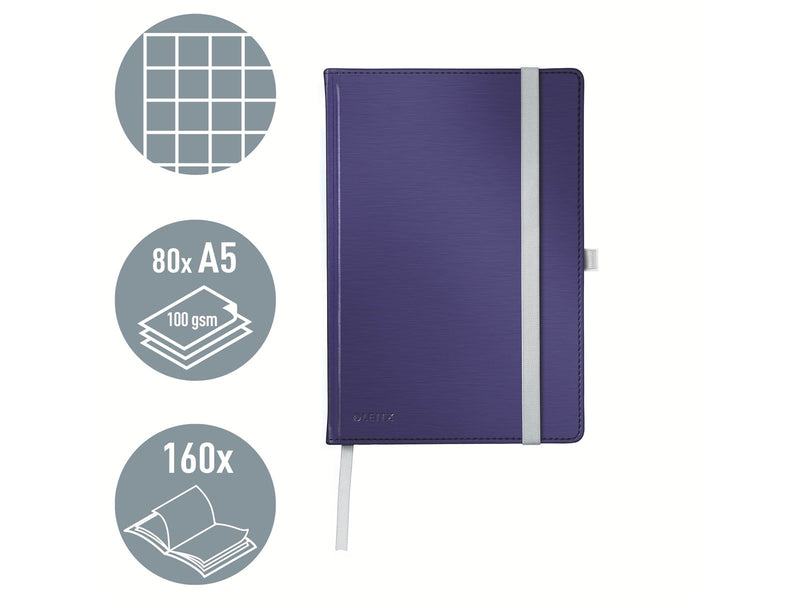 Leitz Style Notizbuch A5 kariert, Hardcover, Blau