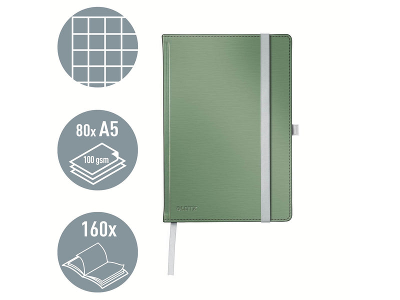 Leitz Style Notizbuch A5 kariert, Hardcover, Grün