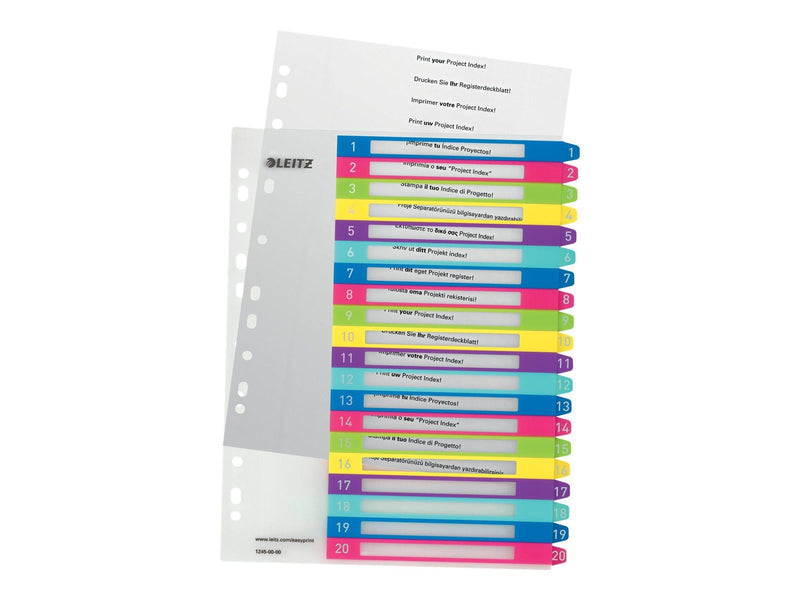 Leitz WOW - divider - 20 parts - for A4 Maxi - tabbed - multicolour