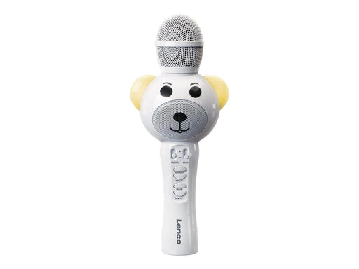 Lenco BMC-060WH - Karaoke microphone with Bluetooth® SD slot lights Aux out- White