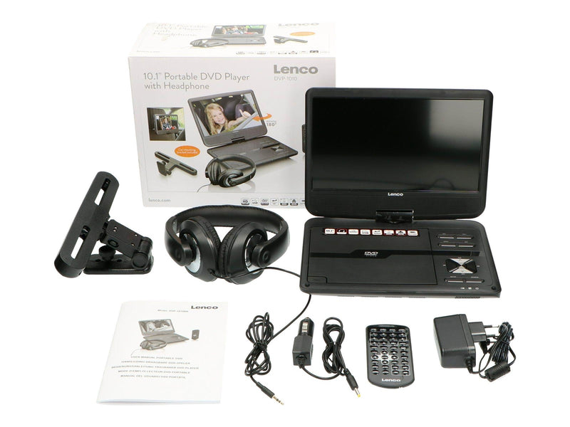 Lenco DVP-1010BK - Portable 10" DVD-Player with USB - Headphone-suspension bracket - Black