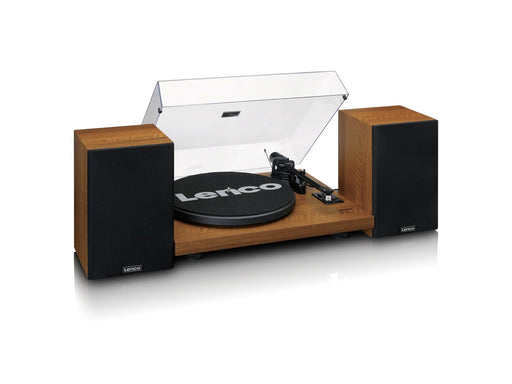 Lenco LS-480WD - Record player with built-in amplifier and Bluetooth® plus 2 external speakers - Wood - Plattenspieler