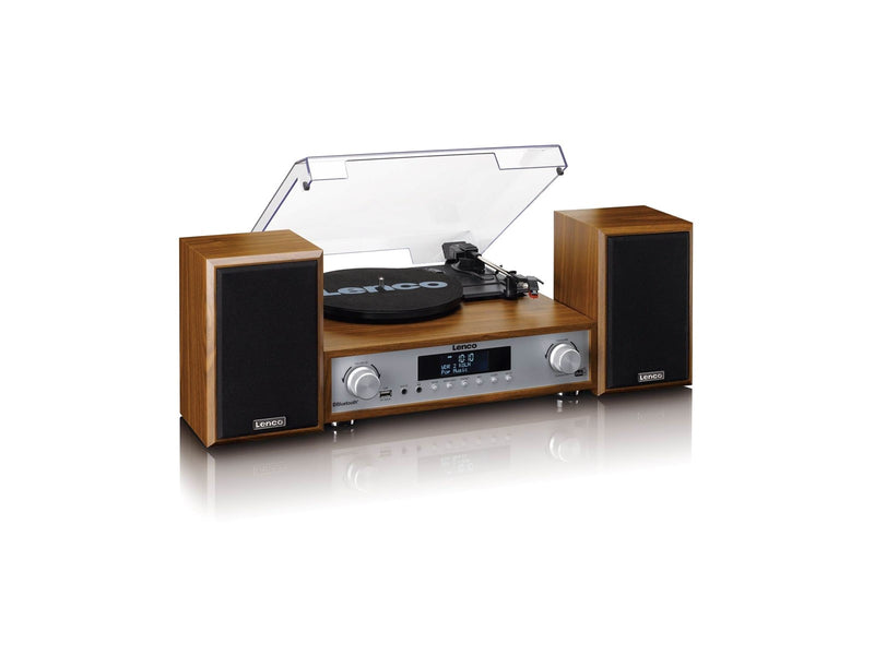 Lenco MC-160WD - HiFi Stereo system with Record Player DAB+/FM radio and Bluetooth® - Wood - Plattenspieler