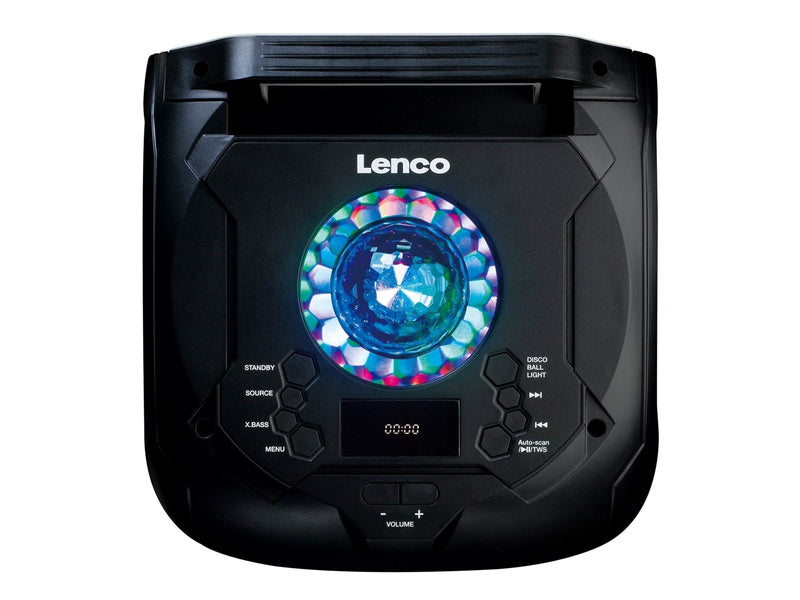 Lenco PA-260BK - PA with full front LED lighting and disco ball - Bluetooth - Black
