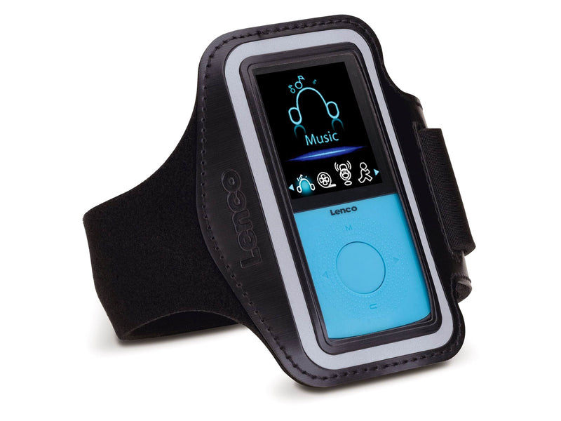 Lenco PODO-153BU - Sport MP3/4 Player with Pedometer Sport Earplugs and Sport Wristband - Blue - MP3 Spieler 4 GB