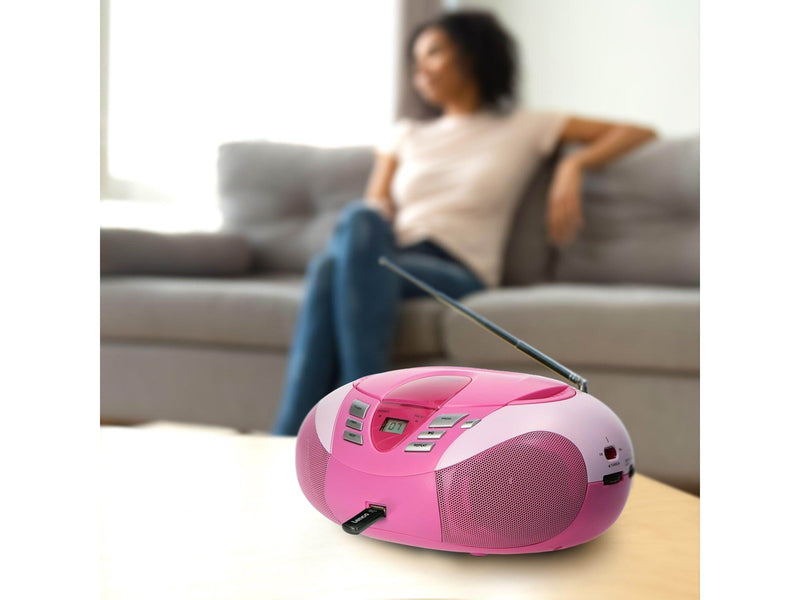 Lenco SCD-37 USB - Portable FM Radio CD and USB player - Pink