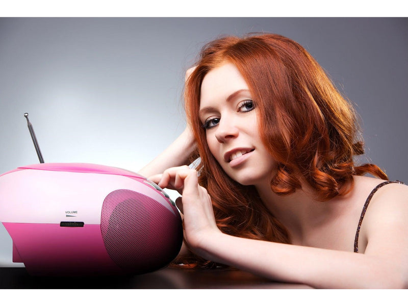 Lenco SCD-37 USB - Portable FM Radio CD and USB player - Pink
