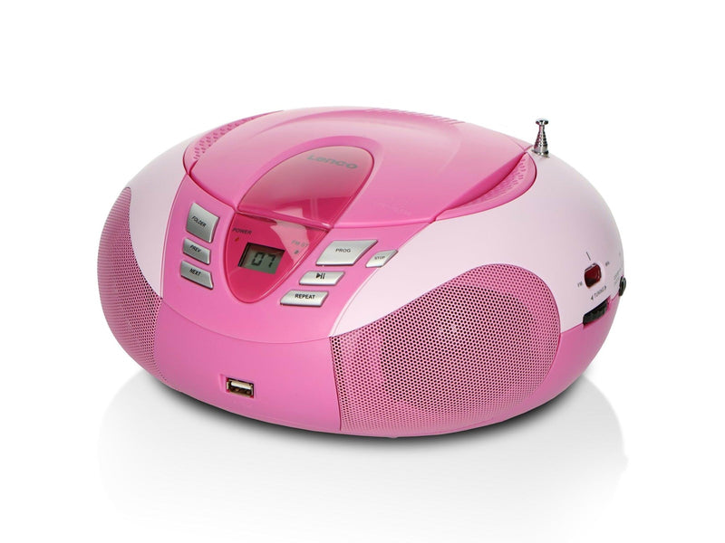 Lenco SCD-37 USB - Portable FM Radio CD and USB player - Pink