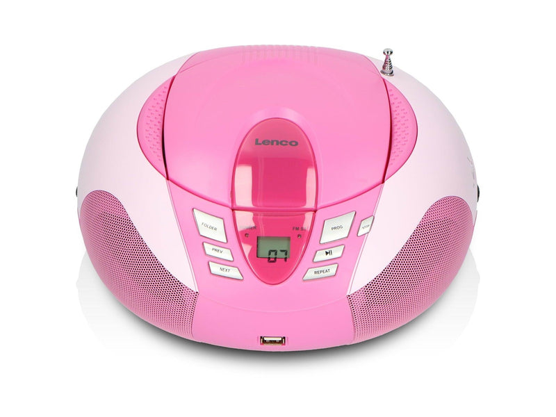 Lenco SCD-37 USB - Portable FM Radio CD and USB player - Pink