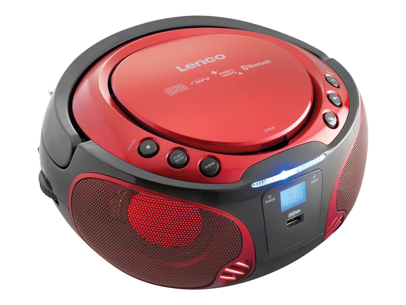 Lenco SCD-550 - Portable FM Radio CD/MP3/USB/Bluetooth® player with LED lighting - Red
