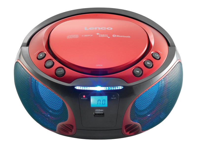 Lenco SCD-550 - Portable FM Radio CD/MP3/USB/Bluetooth® player with LED lighting - Red