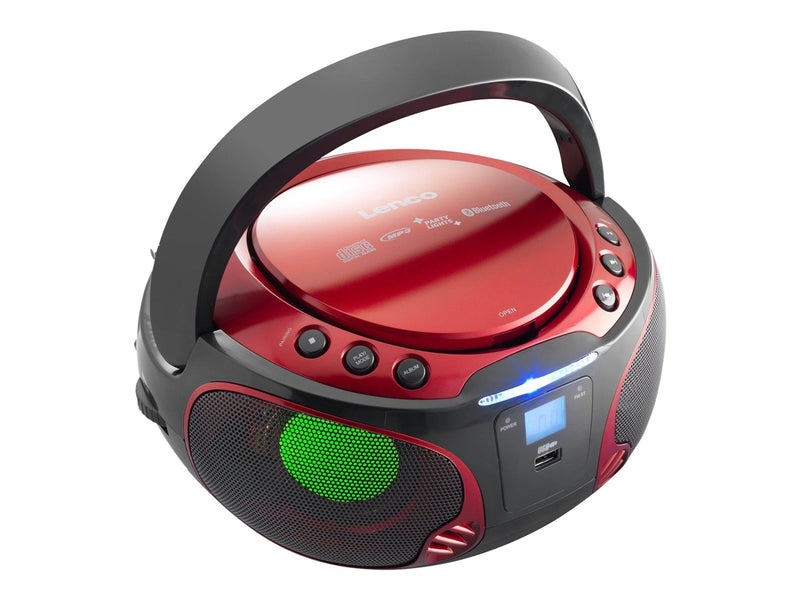 Lenco SCD-550 - Portable FM Radio CD/MP3/USB/Bluetooth® player with LED lighting - Red