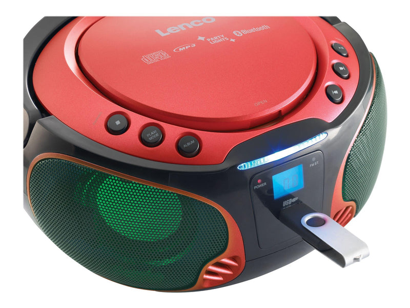 Lenco SCD-550 - Portable FM Radio CD/MP3/USB/Bluetooth® player with LED lighting - Red