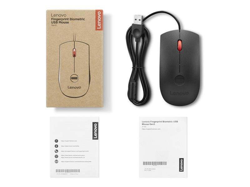 Lenovo - mouse - USB - black red - Maus (Rot)