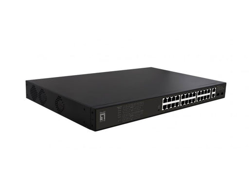 LevelOne GEP-2821 28-Port Gigabit PoE Switch 24 PoE Outputs 2 x Gigabit RJ45 2 x Gigabit SFP 802.3at/af PoE 390W