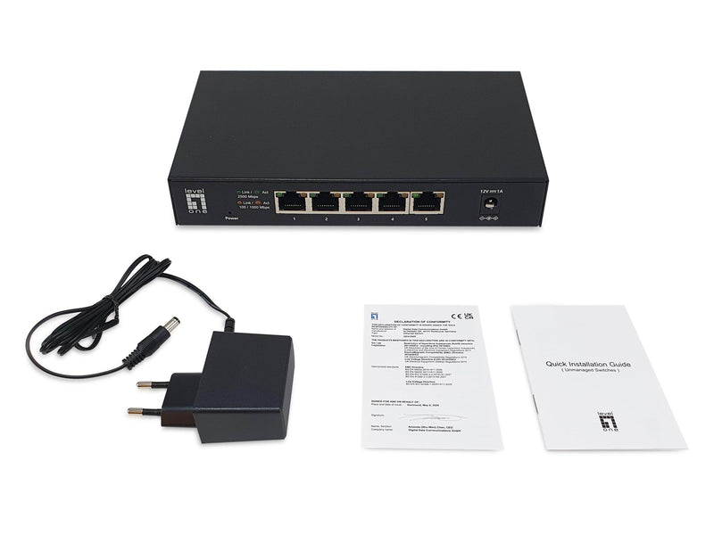LevelOne GEU-0525 5-Port Unmanaged 2.5-Gigabit Ethernet Switch