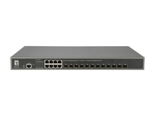 LevelOne GTL-2091 20-Port L3 Managed Gigabit Switch (12 x 10GbE SFP+ 8 x Gigabit RJ45) Redundant power supply