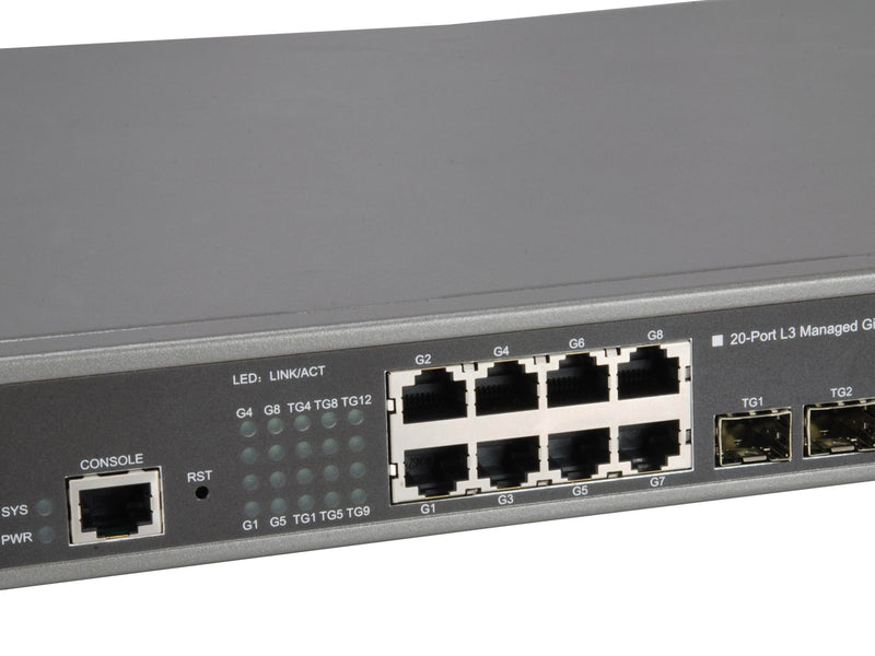 LevelOne GTL-2091 20-Port L3 Managed Gigabit Switch (12 x 10GbE SFP+ 8 x Gigabit RJ45) Redundant power supply