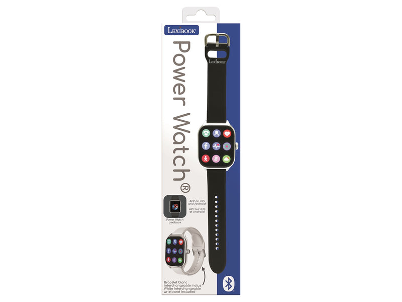 Lexibook Bluetooth smartwatch with touch screen including social health and multimedia functions