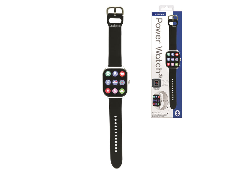 Lexibook Bluetooth smartwatch with touch screen including social health and multimedia functions