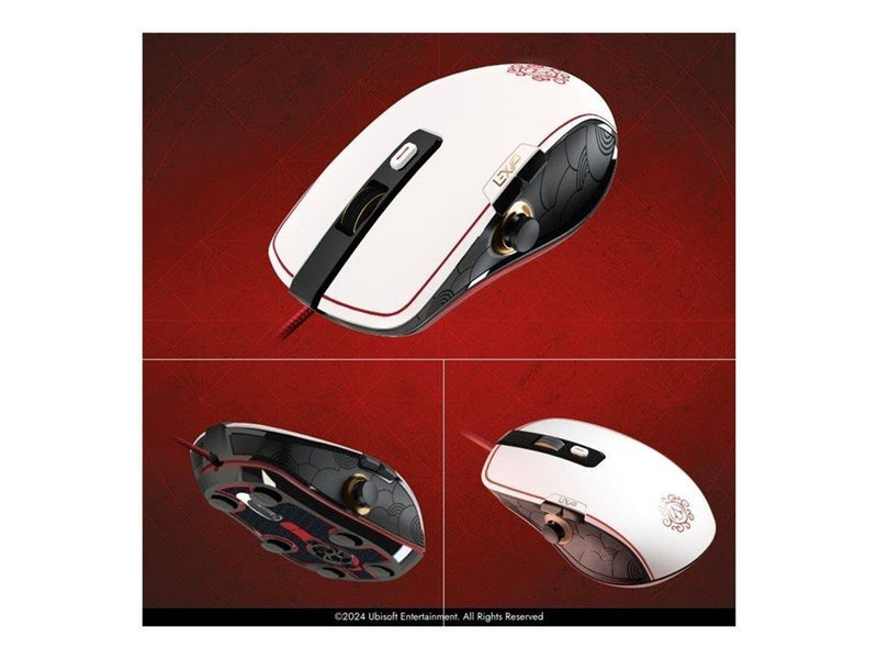 Lexip - Initiate Bundle - mouse - USB-A - black gold red white - with Ubisoft mouse pad and Assassin's Creed Shadows - Maus (Gold)