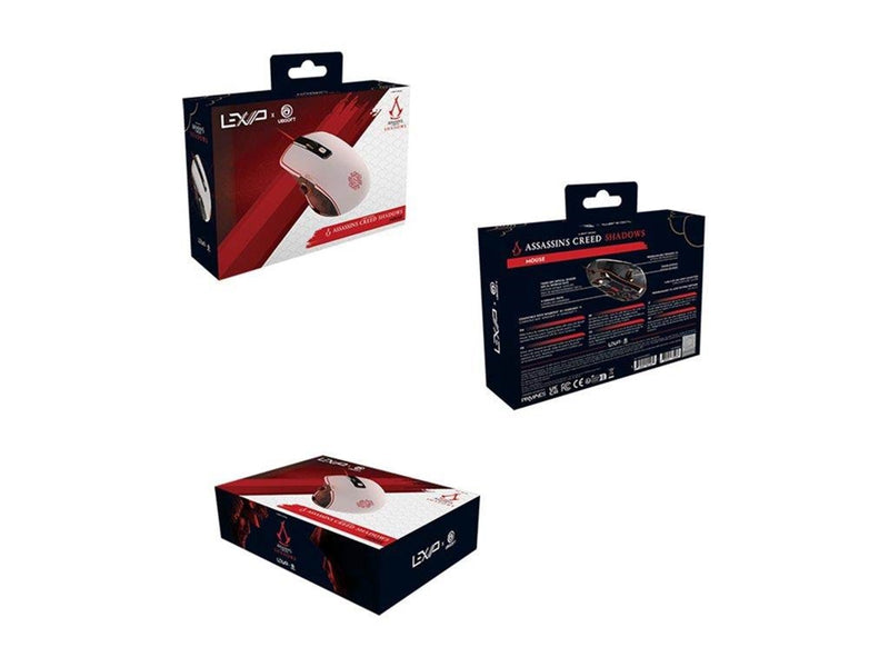 Lexip X Ubisoft - Assassin's Creed Shadows - mouse - with thumb joystick and ceramic skates - white red black gold - Maus (Schwarz)