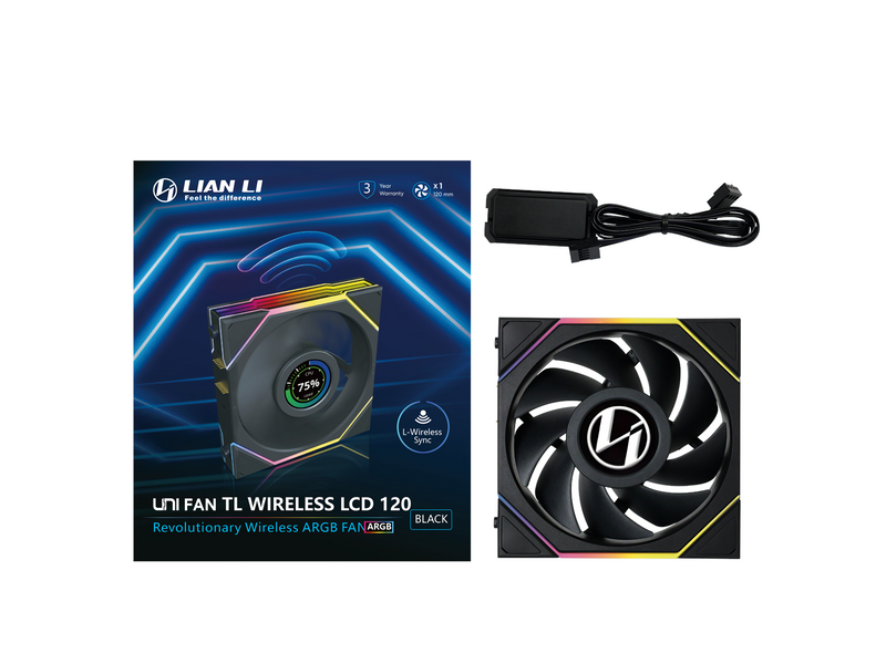 Lian Li UNI FAN TL Wireless LCD - Gehäuselüfter - 120mm - Schwarz mit RGB LED - 27 dBA