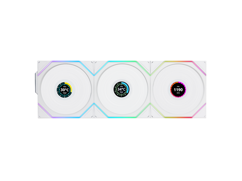 Lian Li UNI FAN TL Wireless LCD Reverse (3-pack) - Gehäuselüfter - 120mm - Weiß mit RGB LED - 31 dBA