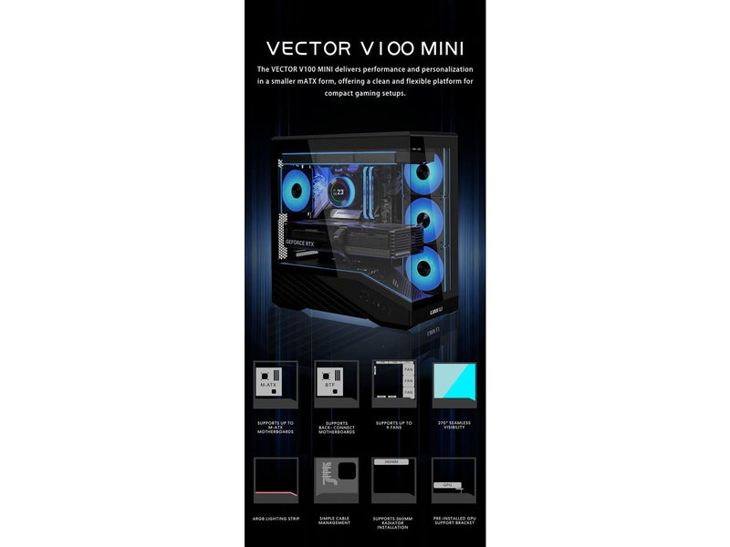 Lian Li Vector V100 Mini - Gehäuse - Minitower - Schwarz