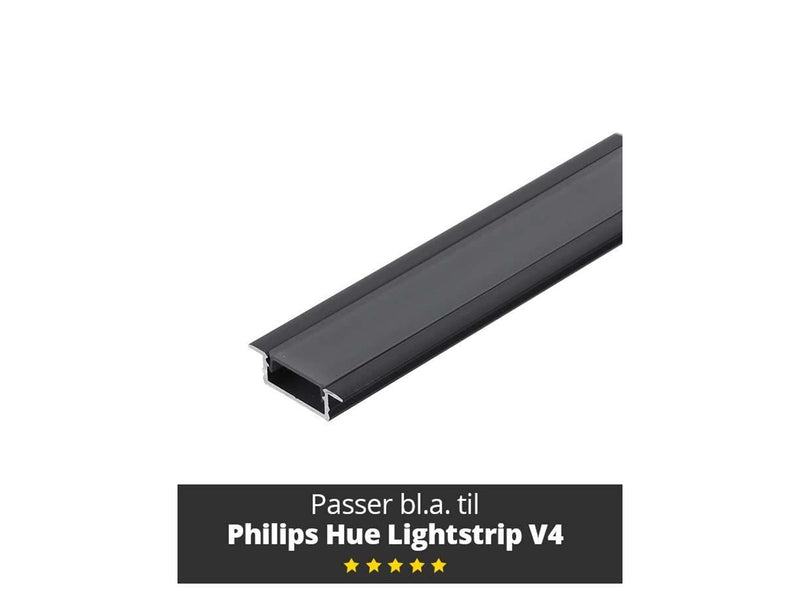 Light Solutions Aluminiumsprofil - Model G til Philips Hue og WiZ - Sort