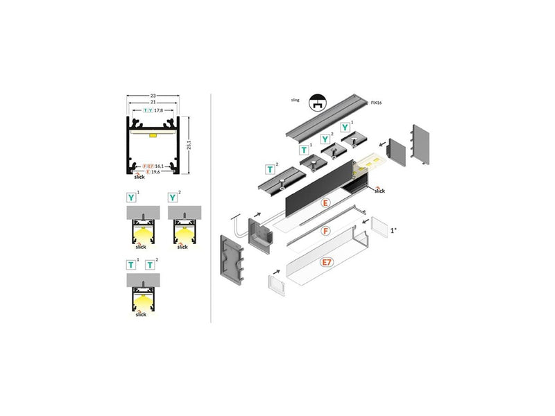Light Solutions Aluminiumsprofil - Model L - 20mm LED strip - Sort