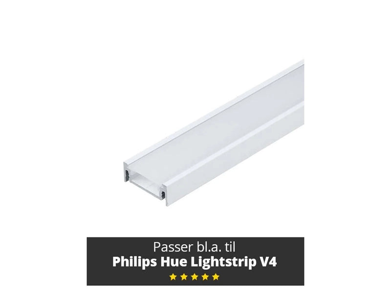 Light Solutions Aluminiumsprofil - Model S til Philips Hue og WiZ - Hvid *DEMO*