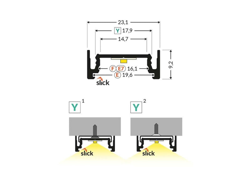Light Solutions Aluminiumsprofil - Model S til Philips Hue og WiZ - Hvid *DEMO*