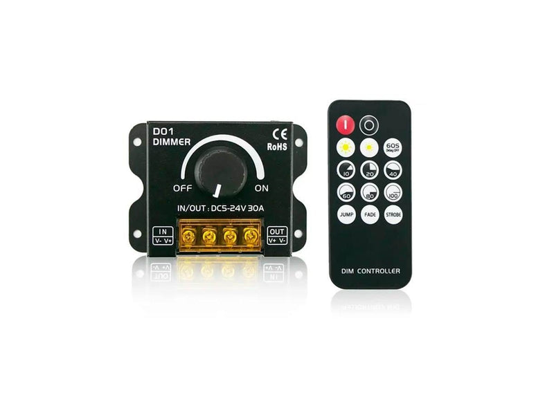 Light Solutions Dimmer - Manual + Remote - 5V/12V/24V - 30A