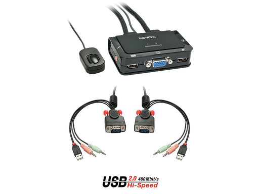 Lindy VGA KVM Switch Compact USB 2.0 Audio 2 Port - KVM / audio / USB switch - 2 ports