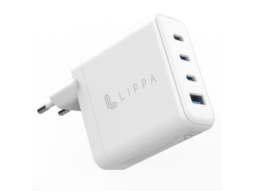 Lippa 100W 3 x USB-C PD & USB-A QC GaN Wall Charger - White