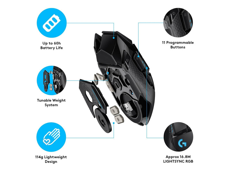 Logitech G502 LIGHTSPEED - Gaming Maus (Schwarz mit RGB)