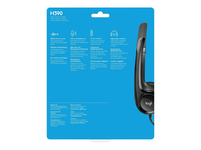 Logitech H390 USB Computer Headset - Black